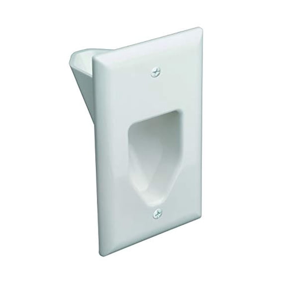 DATA COMM Electronics 45-0001-WH 1-Gang Recessed Low Voltage Cable Plate - White