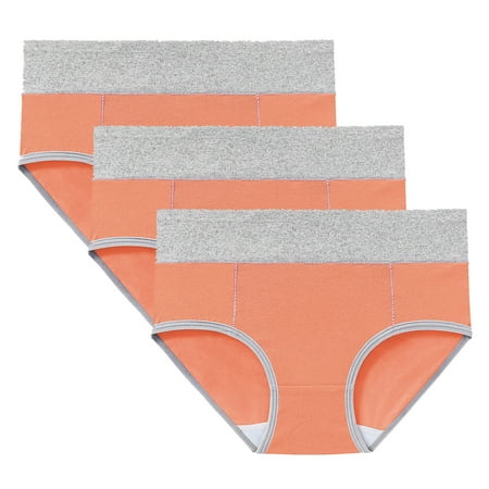 ATOYSOY Women s Plus Size Hip Lifting Cotton Panties  3 Pack Stretchy Multipack Solid Leak Proof Panty Comfy Period Underpants Shapewear Control Briefs for Ladies Clearance Orange XXL