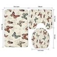thumbnail image 3 of Beige Butterfly Pattern Bathroom Rugs Sets 3 Piece,Toilet Cover Set,Absorbent Non Slip Bathroom Mats Sets with U-Shaped Contour Rug Toilet Rug Set, 3 of 5