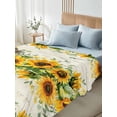 thumbnail image 5 of Sunflower Flat Sheet Only Twin Size, Soft Breathable Bed Top Sheets for Mattress, Country Botanical Yellow Green Floral Leaf Luxury Bedding Flat Sheets for Home Hotel Bedroom Bed Protection, 5 of 9