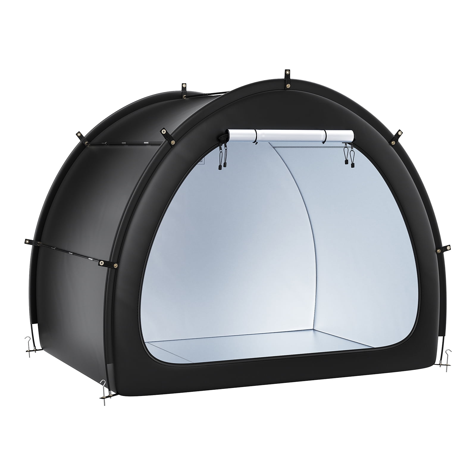 KFFKFF Outdoor Bike Shelter, Holds 4-5 Bicycles, Spacious Tent with Ventilation Window, Water-Resistant Fan-Shaped Design, Durable Fiberglass Frame & Double Zippers, Suitable for Bikes