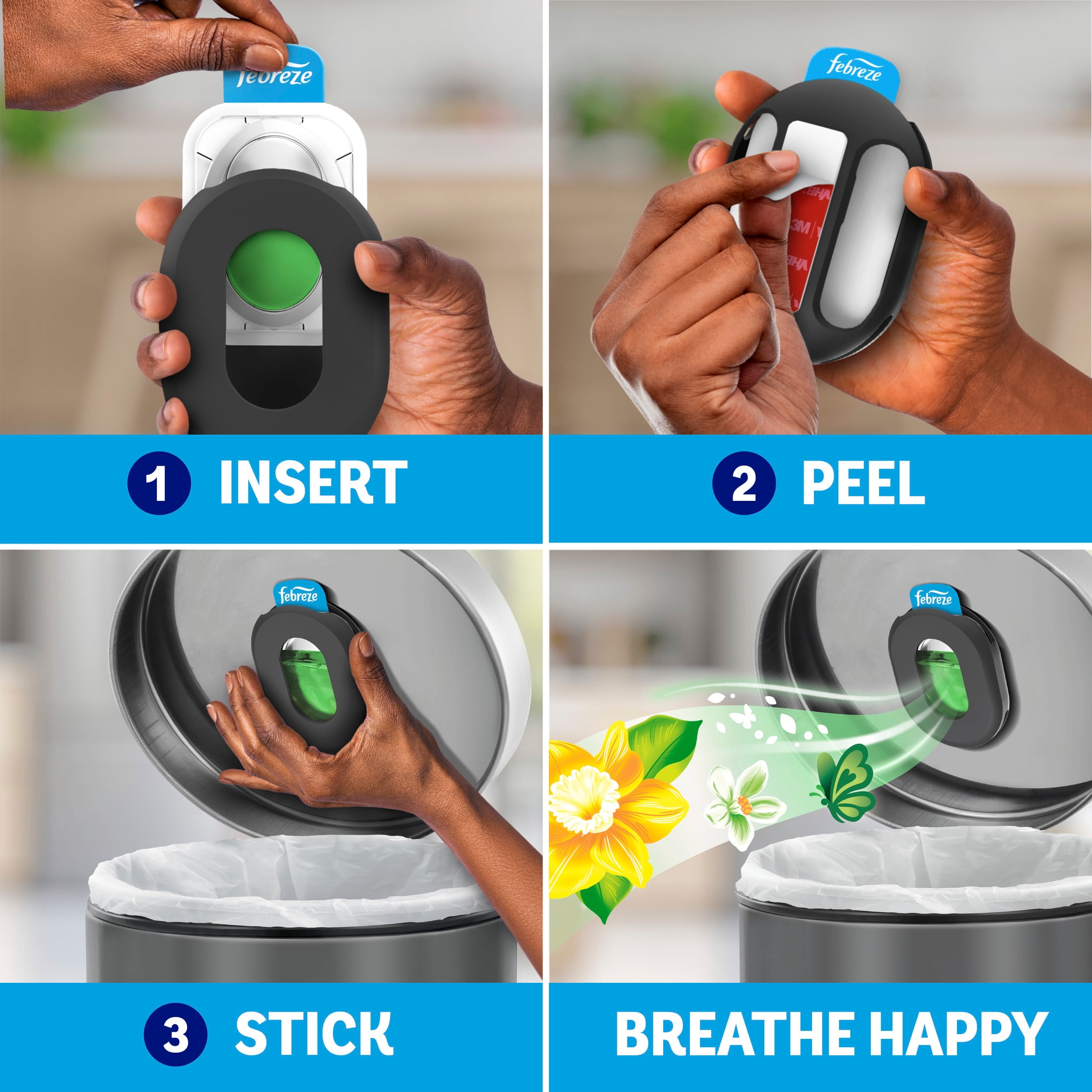 Febreze Trash Odor Fighter, Gain Original Scent, 1 Holder + 1 Refill