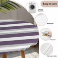 thumbnail image 5 of Purple Grey Stripe Round Fitted Tablecloth with Elastic Edge, Waterproof Table Cloth Table Cover for 55"-60" Tables, Farmhouse Modern Art Striped Tablecloths for Dining Picnic Indoor Outdoor, 5 of 9