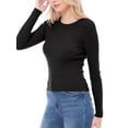 thumbnail image 6 of Made by Olivia Women's Solid Long Sleeve Crew Neck Fitted Ribbed Sweater Top, 6 of 7