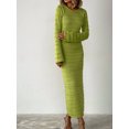 thumbnail image 2 of Faithtur Robe Longue Moulante pour Femmes Couleur Unie Col Rond Manches Longues Printemps Automne Mode Robe Tricotée, 2 of 9
