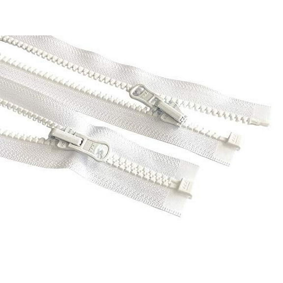 2pcs 121 Inches - 144 Inches Vislon YKK #5 Molded Plastic Zippers Separating Tent in-Outside Reversible Slide Color White Made in USA (128 Inches)