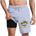 thumbnail image 2 of BRGZLK Mens Swimming Shorts Fashionable Coconut Tree Print Swim Trunks with Compression Liner Quick Dry Beach Vacation Bathing Suit with Pockets, 2 of 6