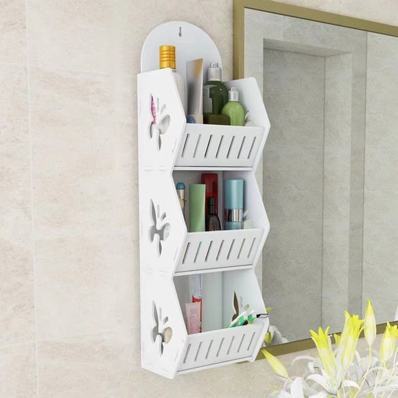 Plegable estante de pared, rack de almacenamiento en 3 capas, metal resistente, dise?o compacto, ideal para ba?o, ahorra espacio, estante de pared para dormitorio, organizador de cocina,