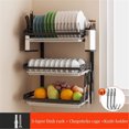 thumbnail image 2 of Wall-Mounted 304 Stainless Steel Kitchen Dish Drain Rack Black, 2 of 6
