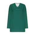 thumbnail image 5 of Sweatshirts for Women Pleated Collar V-Neck Solid Color Casual Loose Long-sleeved Top,Tops for Women Green, 5 of 5