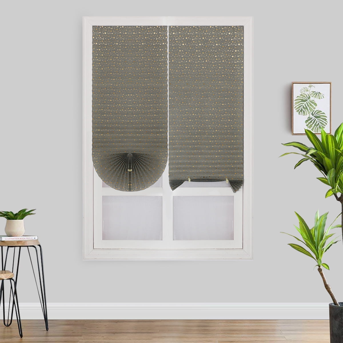 Hododo Blackout Curtain Pleated Blind Self Adhesive Non Woven Shades