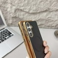 thumbnail image 5 of Magnetic For Samsung Galaxy S25+ Phone Case,Compatible with Mag-safe,Luxury Golden Electroplated Bumper Design,PU Leather Back Shcokproof Anti-fall Ultra Slim Rugged Phone Case,Brown, 5 of 8
