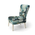 thumbnail image 3 of Designart "Blue Calm Gardens IV" Blue Abstract Upholstered Accent Chair - Modern Arm Chair For Bedroom, 3 of 7