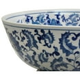 thumbnail image 3 of Oriental Furniture 14" Floral Blue & White Porcelain Bowl, 3 of 3