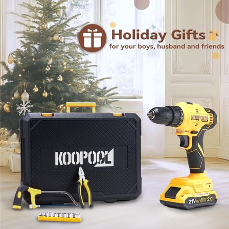 Tool Kit Box Drill Set with 21V Cordless Drill, Tool Box with Drill, Hand Drill Set for Men, Power Tool Combo for Home Repair, , Handyman