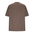 thumbnail image 5 of Fznquz Fashion Shirts Women Brown Short Sleeve Casual T Shirt Solid Color Crew Neck Plus Size Blouses for Women, 5 of 6