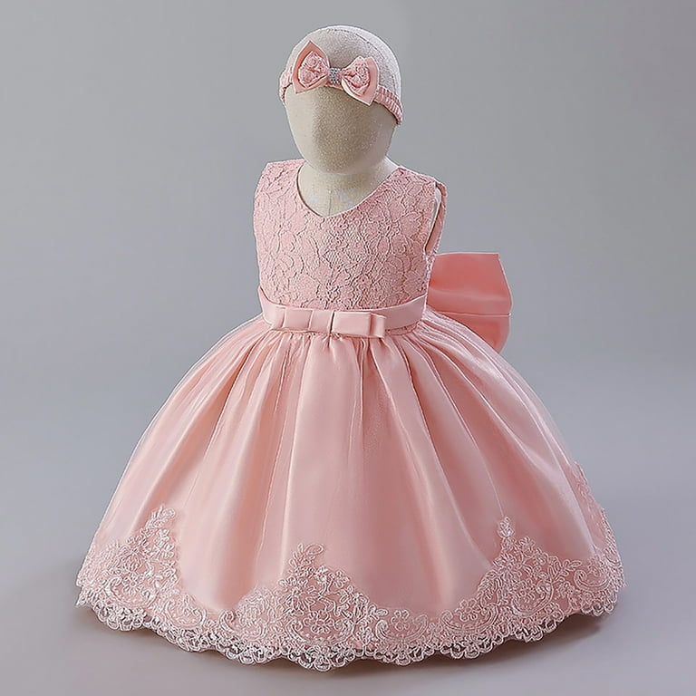 Nokio Birthday Party Princess Dresses Baby Girls Princess Party Dress Children s Dress Lace Color Matching Baby One Year Old Dress Bow Princess