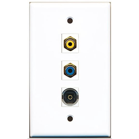 RiteAV - 1 Port RCA Yellow and 1 Port RCA Blue and 1 Port Toslink Wall Plate