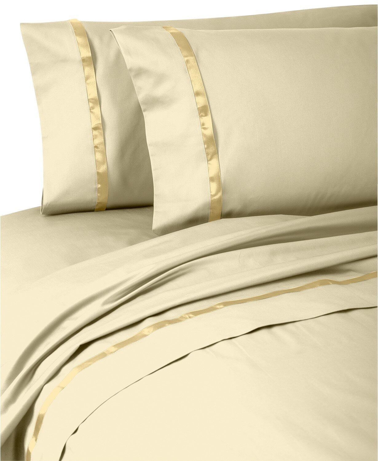 Waterford Kiley 400 Thread Count 4 Piece Cotton Sateen Queen Size Sheet Set, Wheat