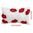 thumbnail image 3 of Red Lips Throw Pillow, White Fluffy Textured, Decorative Cushion, Valentine's Romance Theme for Couch Sofa Home Decor Gift (18X18 Inch), 3 of 7