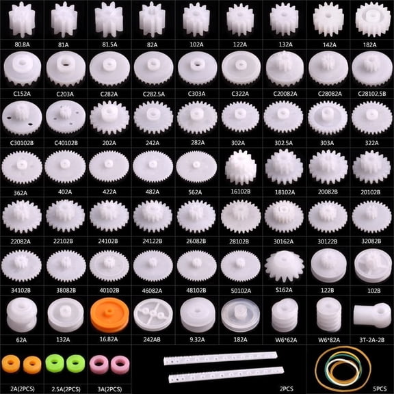 Aukuyee Plastic Gear Set Spur Worm and Reduction Gears for DIY Robot Car Motor and STEM Projects, 75 Pack
