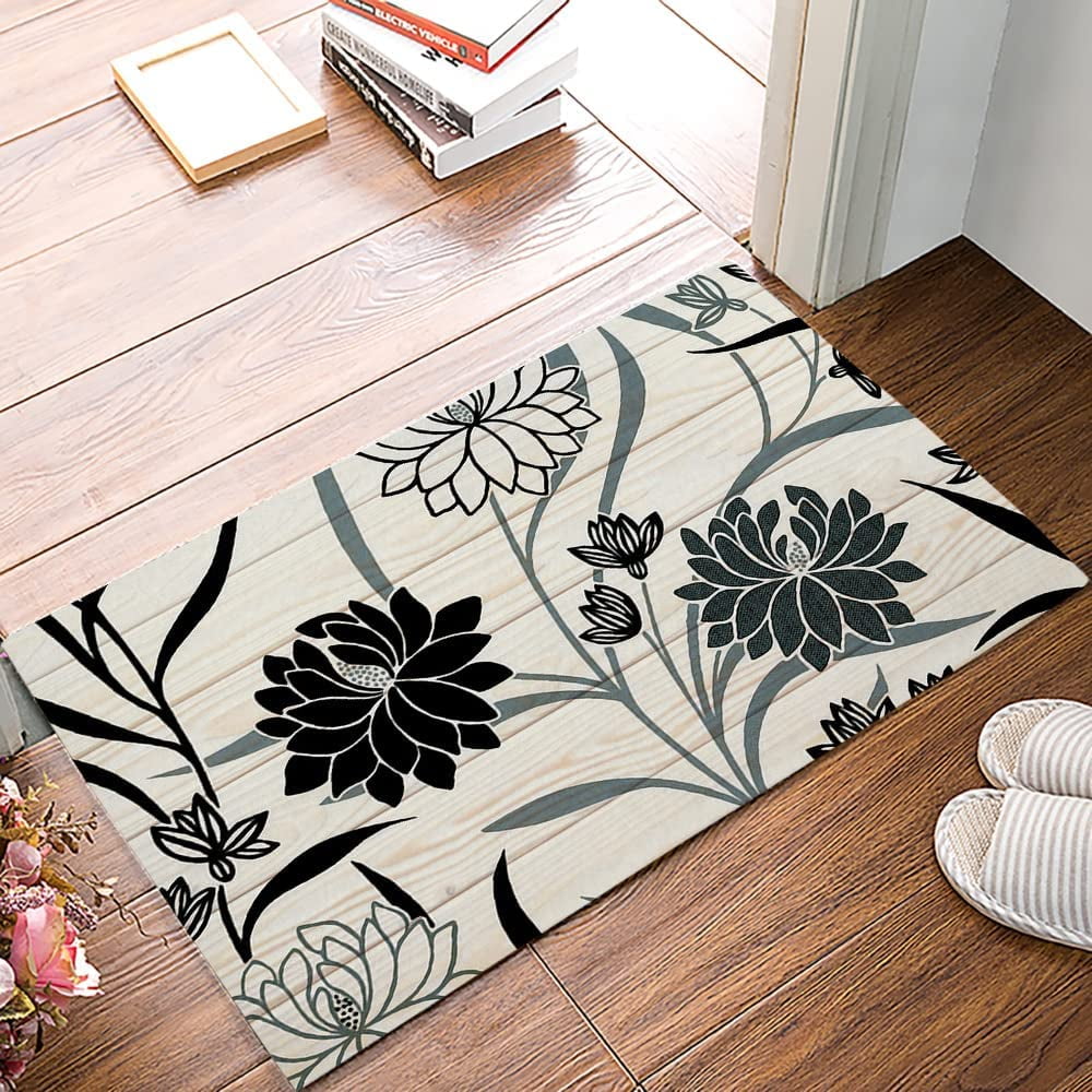 Lotus Flower Door Mats, 20" x 32" Outdoor Indoor Entrance Doormat, Absorbent Water Non Slip