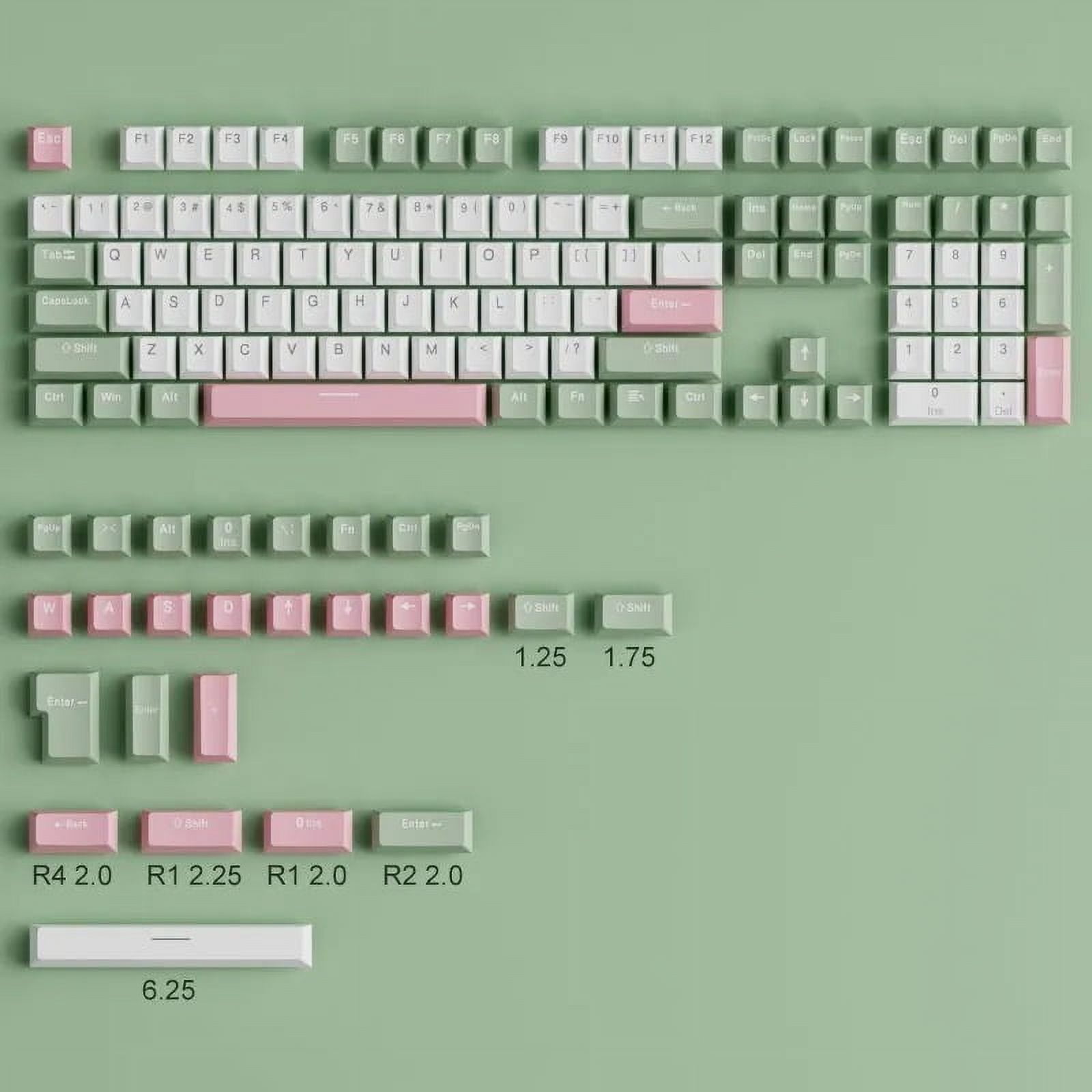 New 134 keys Lotus PBT OEM keycaps ersonalized girls Key cap set green White pink for MX switch gaming mechanical keyboard