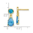 thumbnail image 2 of 925 Sterling Silver Gold-tone Simulated Blue Opal Teardrop Post Dangle Earrings 17.87mm long Dangle Earring for Women, 2 of 2