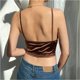 thumbnail image 4 of Camiseta sin mangas elástica corta Sin espalda Cuello en V profundo Camiseta ajustada sin mangas elástica con tirantes finos Marrón L, 4 of 6
