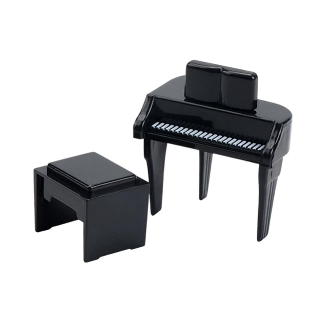 Piano de casa de muñecas, instrumento musical, modelo micropaisaje para sala de música, teclado Negro