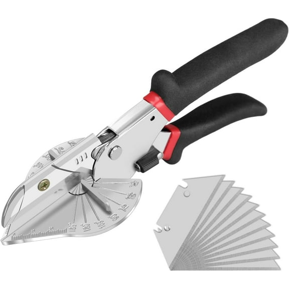 Miter Shears & Quarter Round Cutting Tool, 45-135° Adjustable Multi-Angle Shear with 10 Sharp Blades