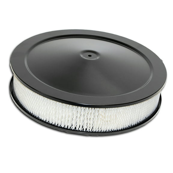 14 Inch Black Round Air Cleaner Set Recessed Base For 5-1/8 Inch Carburetor Neck