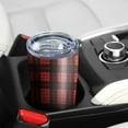 thumbnail image 5 of 20oz Tumblers Red and Black Christmas Plaid Pattern Stainless Steel Vacuum Insulated Double Wall Travel Tumbler Cups Mug with Lid and Straw,Cleaning Brush for Cold & Hot Drinks, 5 of 7