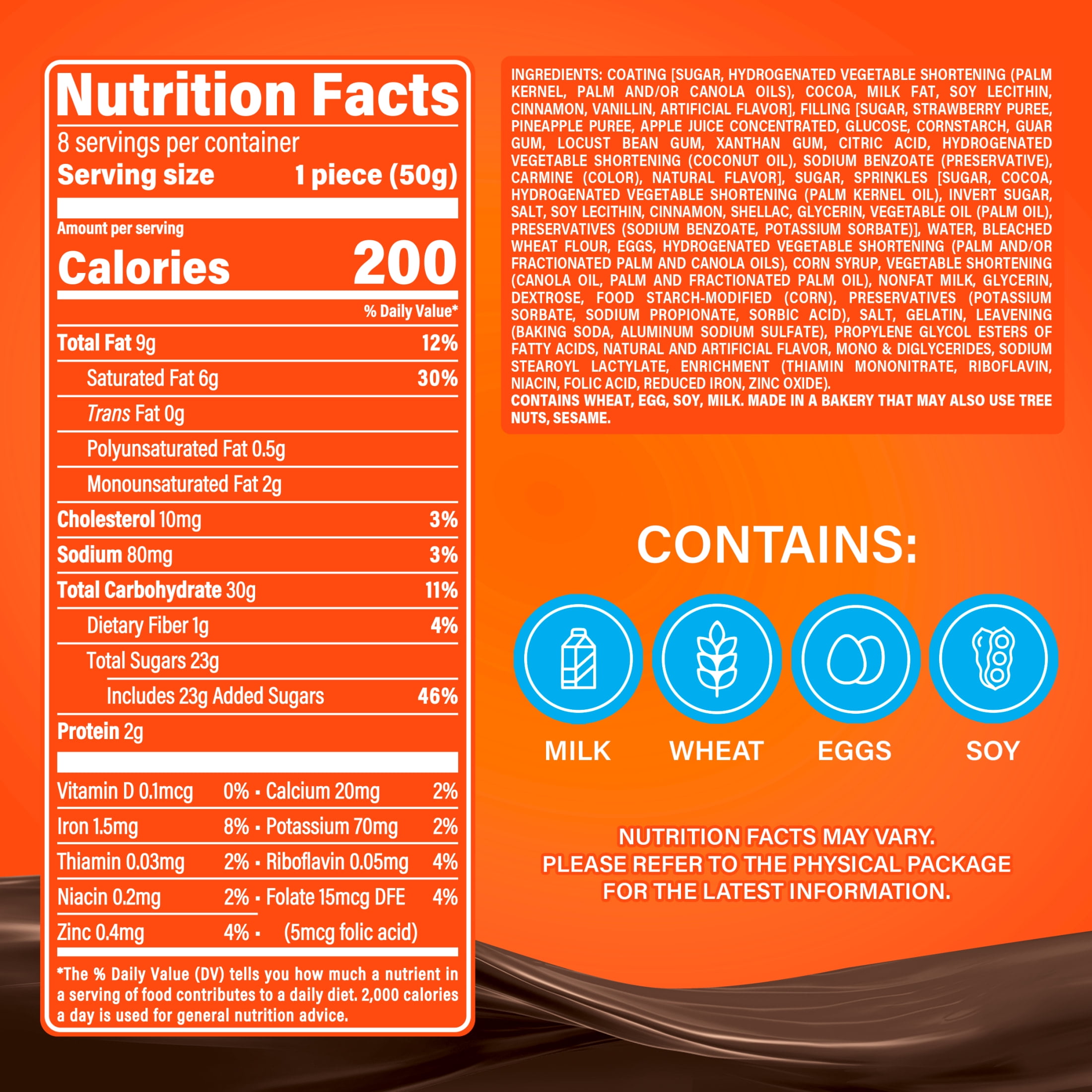 Marinela Gansito Chocolatey Filled Snack Cake, 8 packs, Strawberry, Chocolate and Crème Snack Cakes, 14.08 oz Multipack