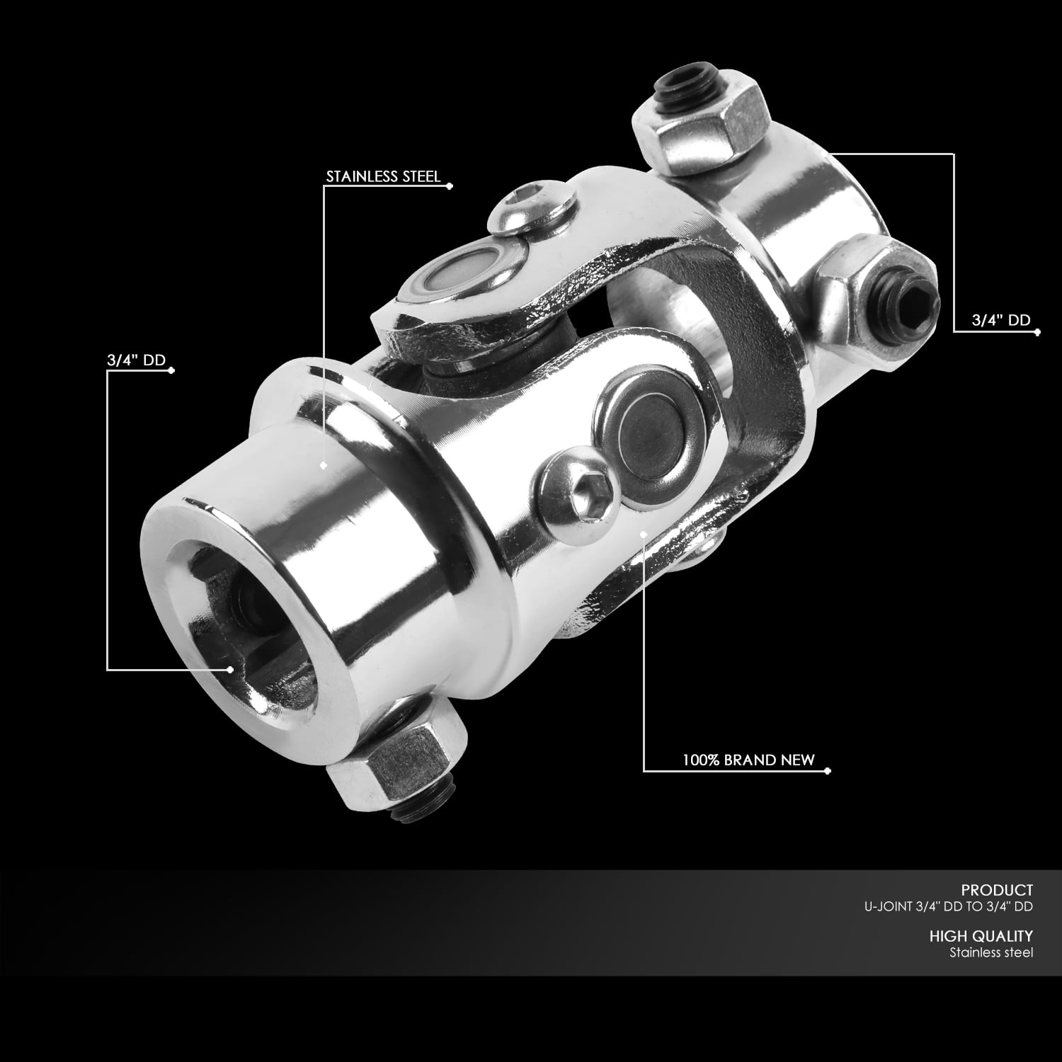 Universal 3.2" Length 38 Degree Working Angel 3/4" DD X 3/4" DD Stainless Steel Single Steering Shaft U-Joint