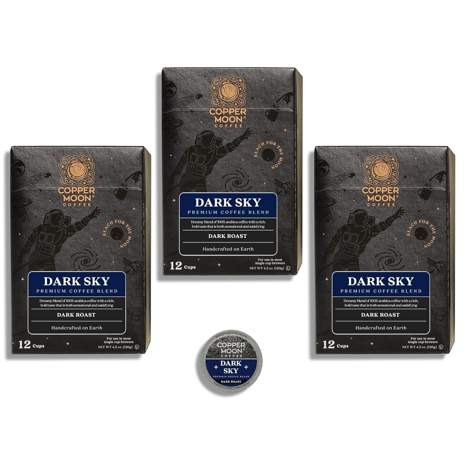 Copper Moon Dark Sky Blend, Single Serve Coffee Pods for Keurig K-Cup Brewers, Dark Roast, 36 Ct
