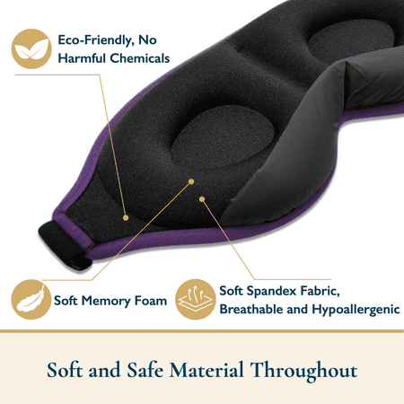 ComfiTime 3D Sleep Mask - 100% Blackout Eye Mask for Sleeping, Eye Covers for Men and Women, Contour Blindfold with Nose Baffle, Soft & Lightweight, Latex-Free