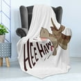 thumbnail image 4 of Donkey Soft Flannel Fleece Throw Blanket, Cartoon Braying Hee Haw Text Funny Domestic Animal Portrait, Cozy Plush for Indoor and Outdoor Use, 70" x 90", Brown Pink and White, by Ambesonne, 4 of 5