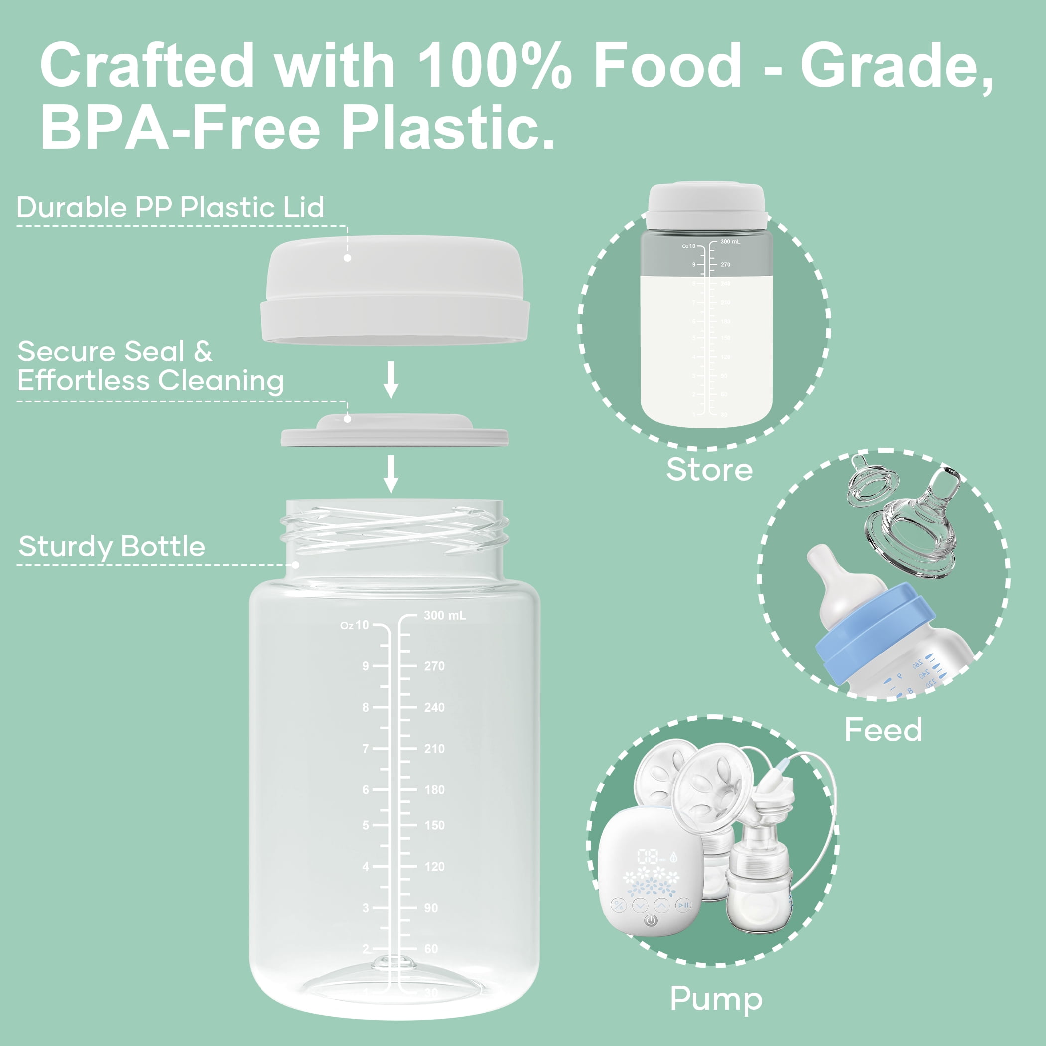 Topritt Portable Breast Milk Cooler Bottle, Mom Breastfeeding Outdoor Travel, 24 Hour 360°Continuous Cooling, 20oz Breastmilk Chiller, with 2 BPA Free Baby Bottles for Storage