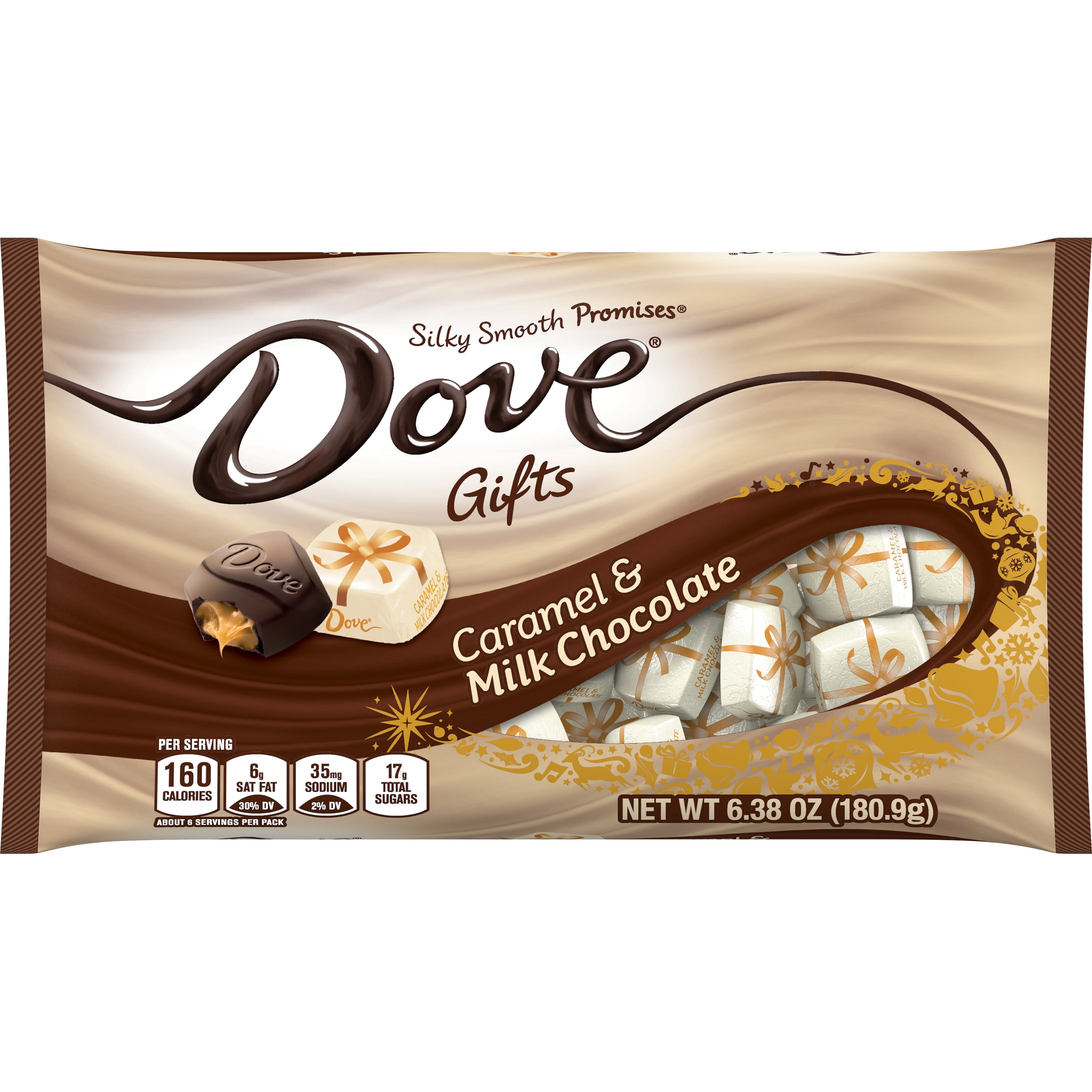 DOVE, Christmas Candy, Caramel & Milk Chocolate, Promises, 6.38 Oz. Bag