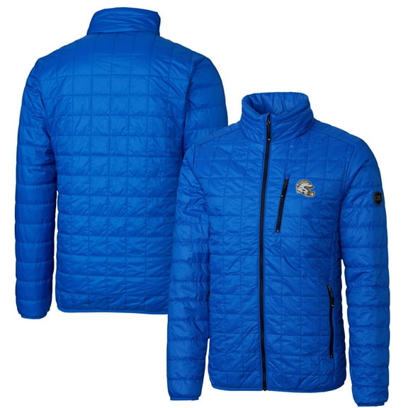 Men's Cutter & Buck  Royal Los Angeles Chargers Helmet Rainier PrimaLoft Eco Insulated Full-Zip Puffer Jacket