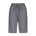 thumbnail image 5 of QATAINLAV Bermuda Shorts for Women Plus Size Loose Knee Length Short Pants Summer Drawstring Beach Shorts with Pockets Vacation Outfits Dark Gray XXXXXL 50 Percent off Sales Today, 5 of 6
