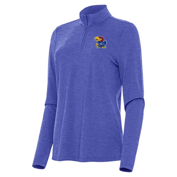 Women's Antigua Heather Royal Kansas Jayhawks Bright Quarter-Zip Top