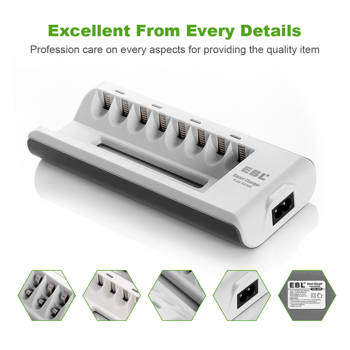EBL Rechargeable AA Batteries 2300mAh Long Lasting Battery (12 Counts) with Battery Charger for AA AAA Batteries
