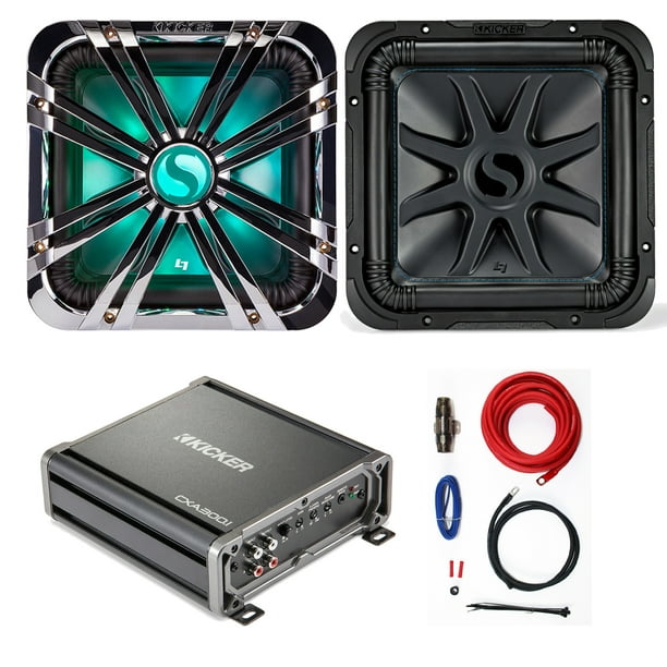 Car Subwoofer and Amp Combo Kicker Subwoofer 12" inch 4Ohm 750W, Kicker 12” Square Chrome