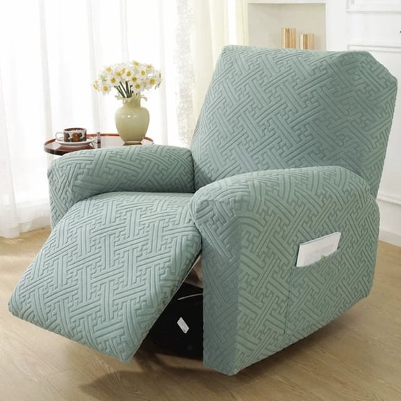 AIGIA Recliner Chair Covers Stretch Recliner Covers 4 Pieces with Storage Pockets Soft Recliner Slipcovers for Living Room