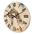 thumbnail image 3 of Designart 'Portrait of A Child and Giraffe' Farmhouse Wood Wall Clock, 3 of 5