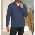 thumbnail image 3 of Men's Zip Sweater Casual Mock Neck Pullover Ribbed Knit Polo Sweater, 3 of 5