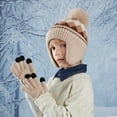 thumbnail image 2 of Tfken Baby Girls Boys Winter Cap Patchwork Ear Flaps Lined Warm Soft Khaki Hat, 2 of 4