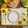 thumbnail image 4 of Sunflower Floral Placemats Set of 4, Farmhouse Pastoral Daisy Bees Beige Burlap Placemats for Dining Table, Place Mats for Kitchen Tabletop, Waterproof Wipeable Dining Table Mats Set, 4 of 9